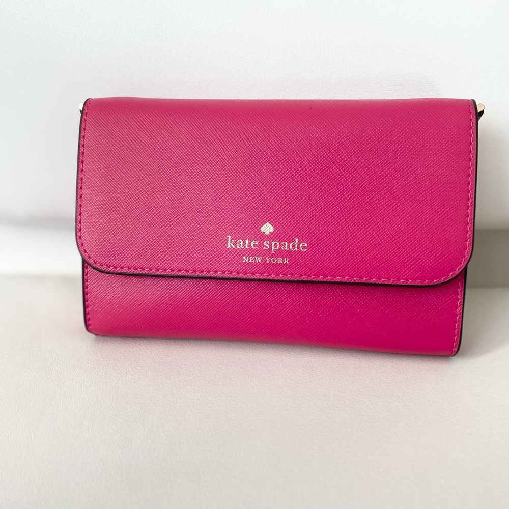KATE SPADE Brynn Saffiano crossbody bag small in Pink Ruby 🎀💘Barbiecore💗 - Picture 4 of 6